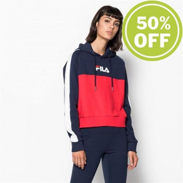 Sudaderas Fila Mujer Rojas / Negras - Wenda Hoodie With Crew Neck True - España 901824EHO